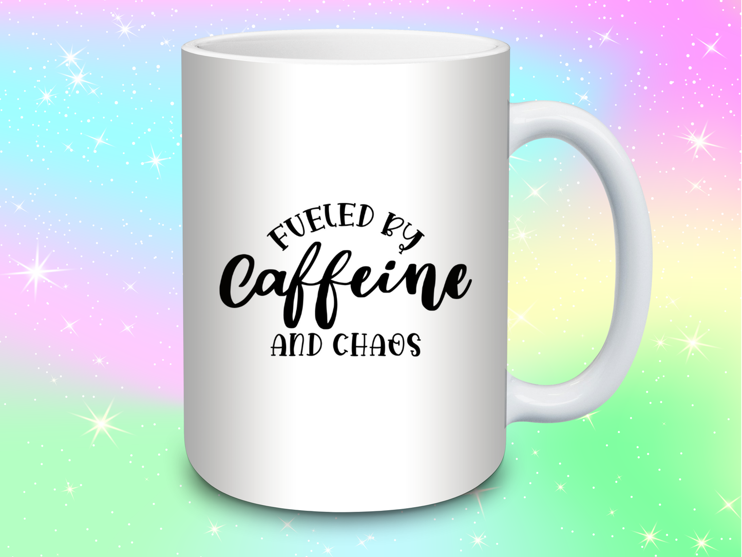 Fueled by Caffeine & Chaos Mug – Imperfect